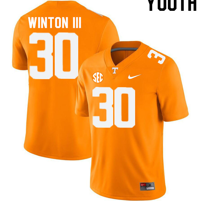 Youth #30 Tommy Winton III Tennessee Volunteers College Football Jerseys Stitched-Orange